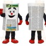 White Black Red Newspaper Mascot Costume