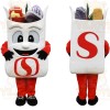White Red Grocery Shopping Bag Mascot Costume