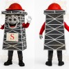 Gray White Red Skyscraper Mascot Costume