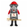 Gray White Red Skyscraper Mascot Costume Gray White Red Skyscraper Mascot Costume