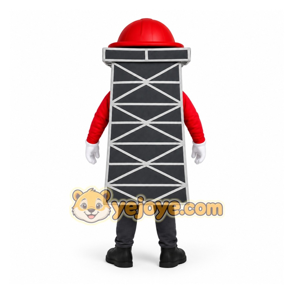 Gray White Red Skyscraper Mascot Costume Gray White Red Skyscraper Mascot Costume