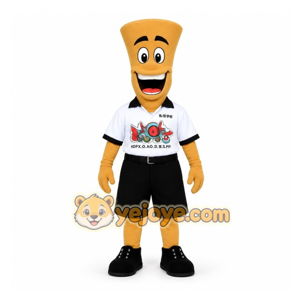 Yellow White Noodle Man Mascot Costume