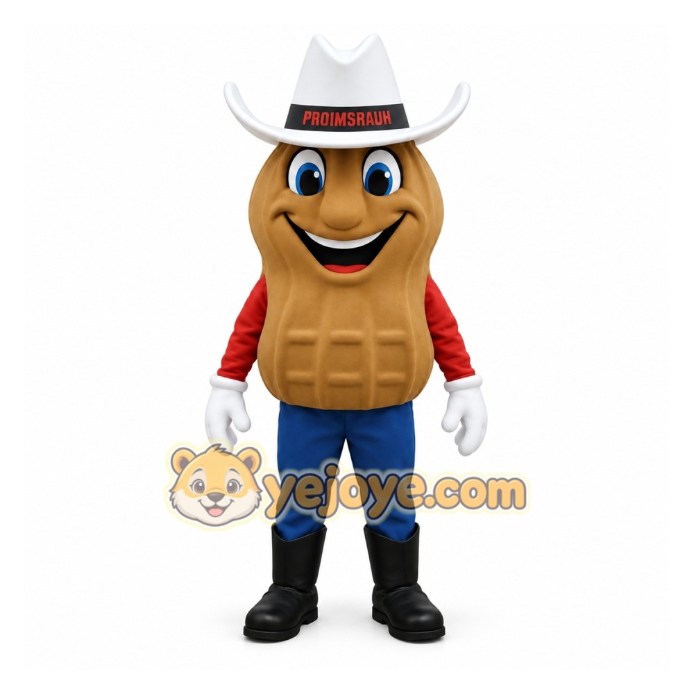 Brown White Peanut Cowboy Mascot Costume Brown White Peanut Cowboy Mascot Costume