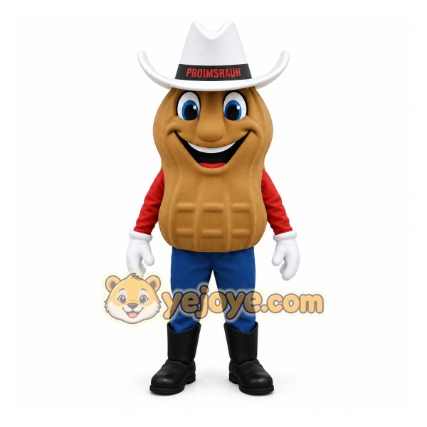 Brown White Peanut Cowboy Mascot Costume