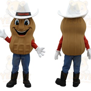 Brown White Peanut Cowboy Mascot Costume