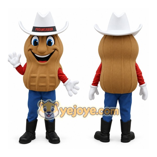 Brown White Peanut Cowboy Mascot Costume