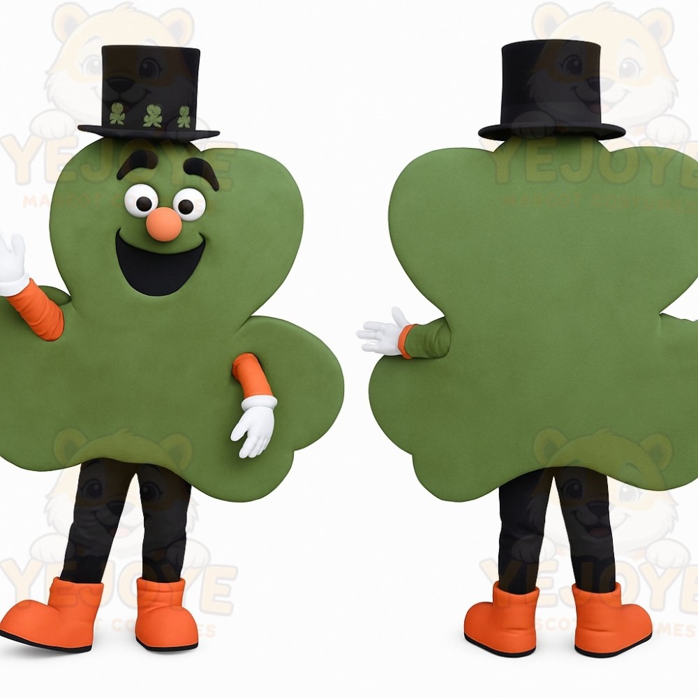 Green Black Orange Shamrock Mascot Costume