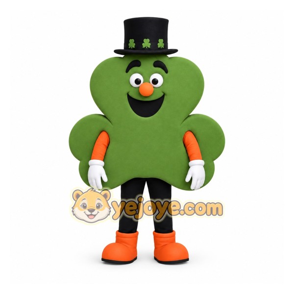 Green Black Orange Shamrock Mascot Costume