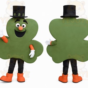 Green Black Orange Shamrock Mascot Costume