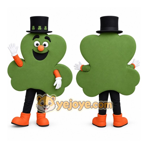 Green Black Orange Shamrock Mascot Costume
