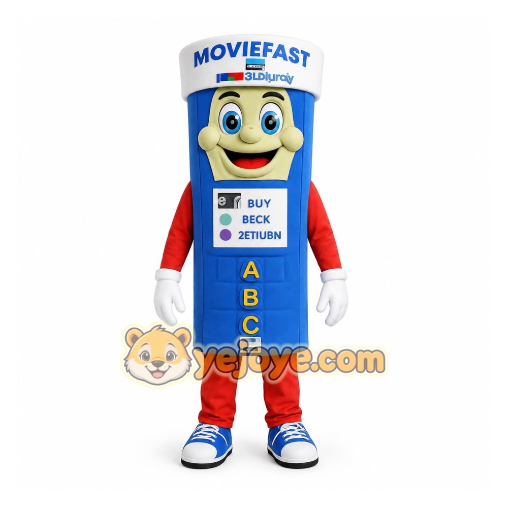 Blue White Red Movie Rental Kiosk Mascot Costume Blue White Red Movie Rental Kiosk Mascot Costume