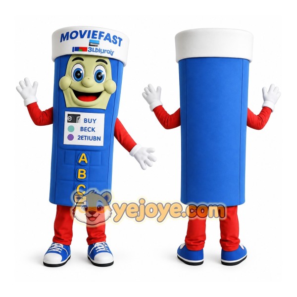 Blue White Red Movie Rental Kiosk Mascot Costume