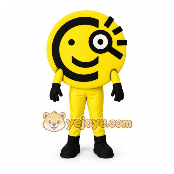 Yellow Black Smiley Face Mascot Costume