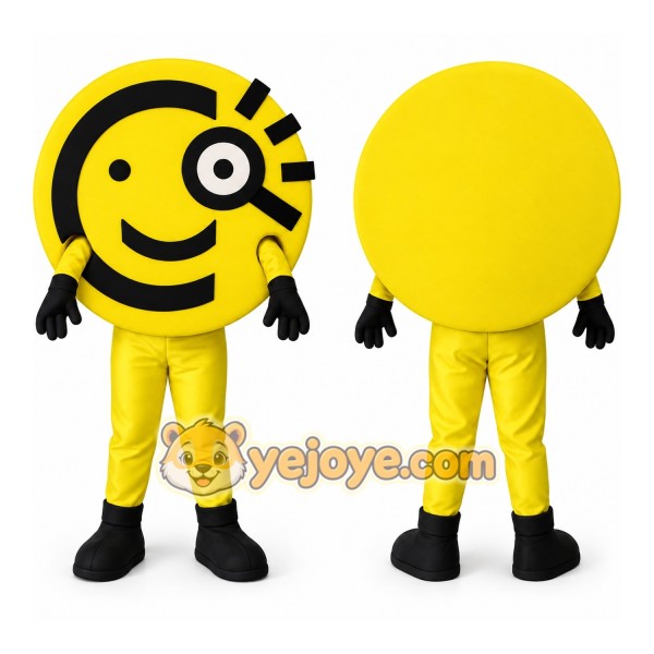 Yellow Black Smiley Face Mascot Costume