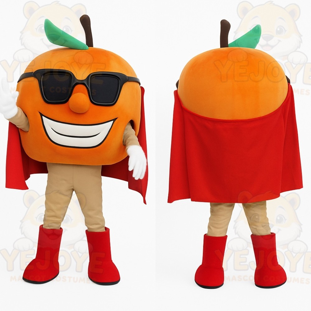 Orange Red Fruit Superhero Mascot Costume
