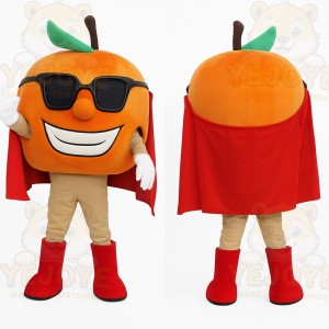 Orange Red Fruit Superhero Mascot Costume