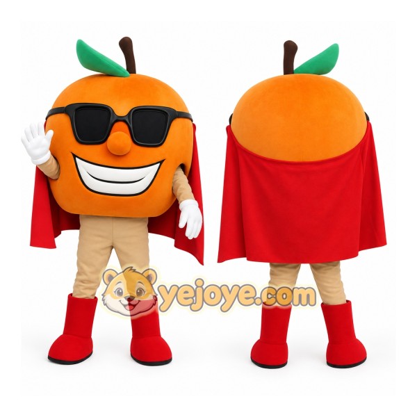 Orange Red Fruit Superhero Mascot Costume