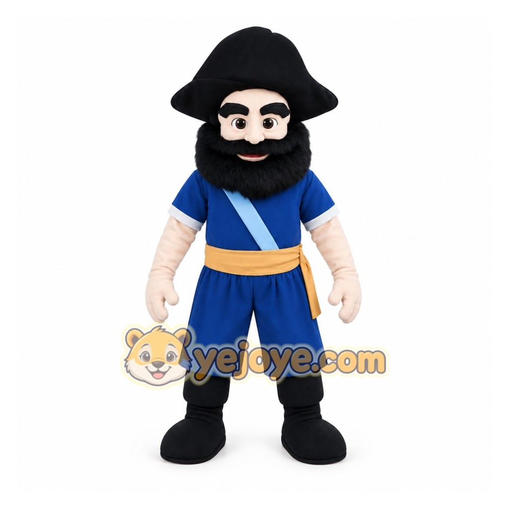 Blue Black Bearded Pirate Mascot Costume Blue Black Bearded Pirate Mascot Costume