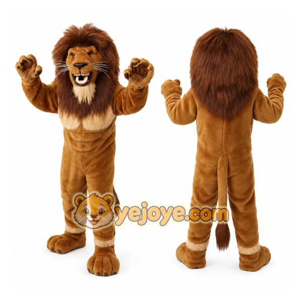 Brown Tan Lion Mascot Costume