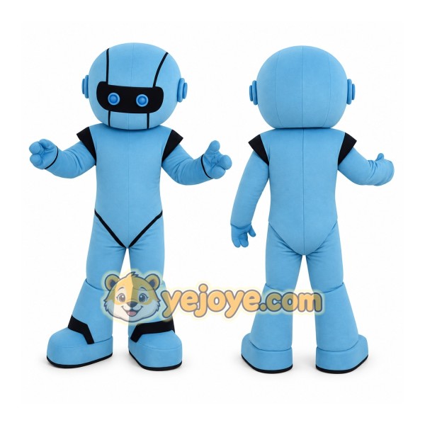Light Blue Black Robot Mascot Costume