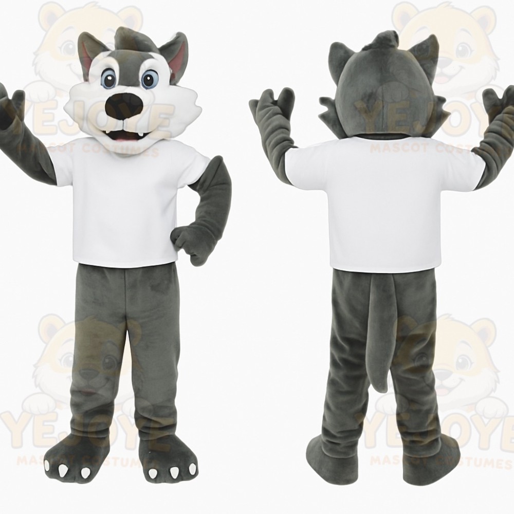 Gray White Husky Dog Mascot Costume
