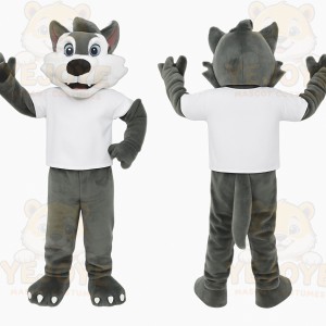 Gray White Husky Dog Mascot Costume