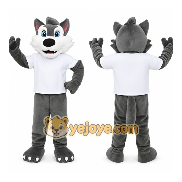 Gray White Husky Dog Mascot Costume