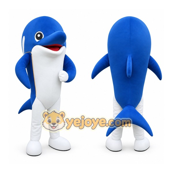 Blue White Dolphin Mascot Costume