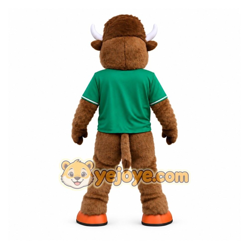 Brown Green Orange Buffalo Mascot Costume Brown Green Orange Buffalo Mascot Costume