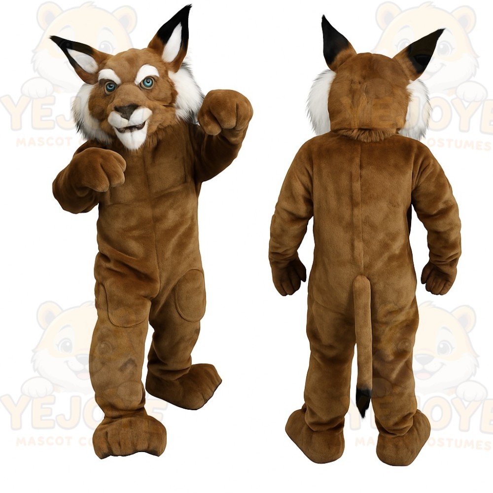 Brown White Lynx Mascot Costume
