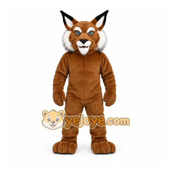 Brown White Lynx Mascot Costume