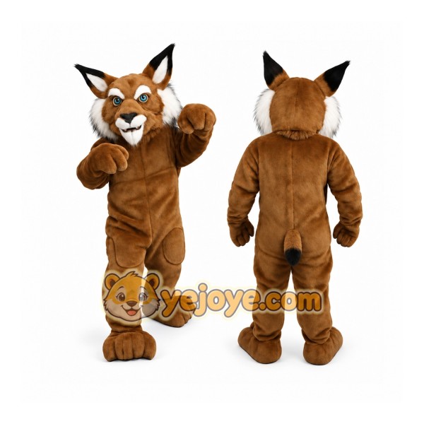 Brown White Lynx Mascot Costume