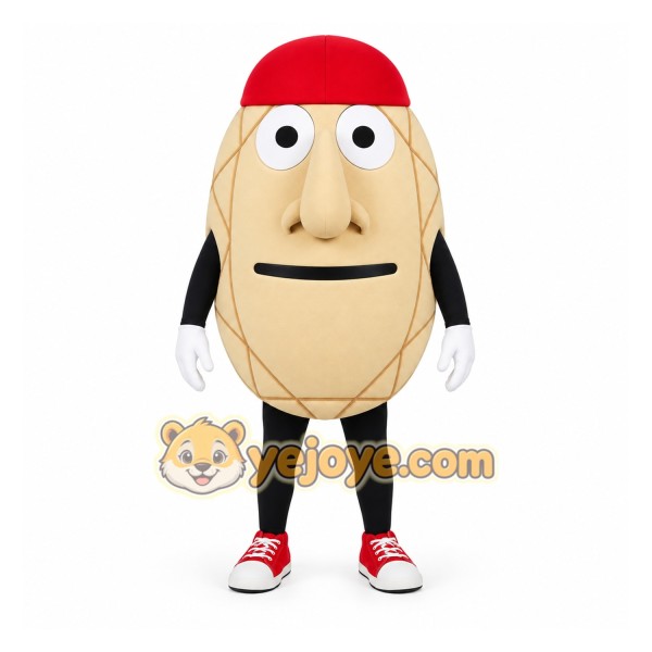Beige Red Peanut Mascot Costume Beige Red Peanut Mascot Costume