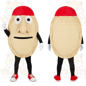 Beige Red Peanut Mascot Costume