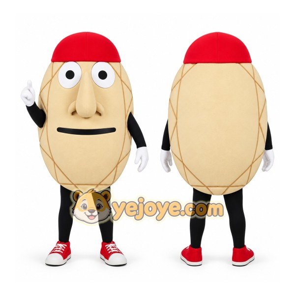 Beige Red Peanut Mascot Costume