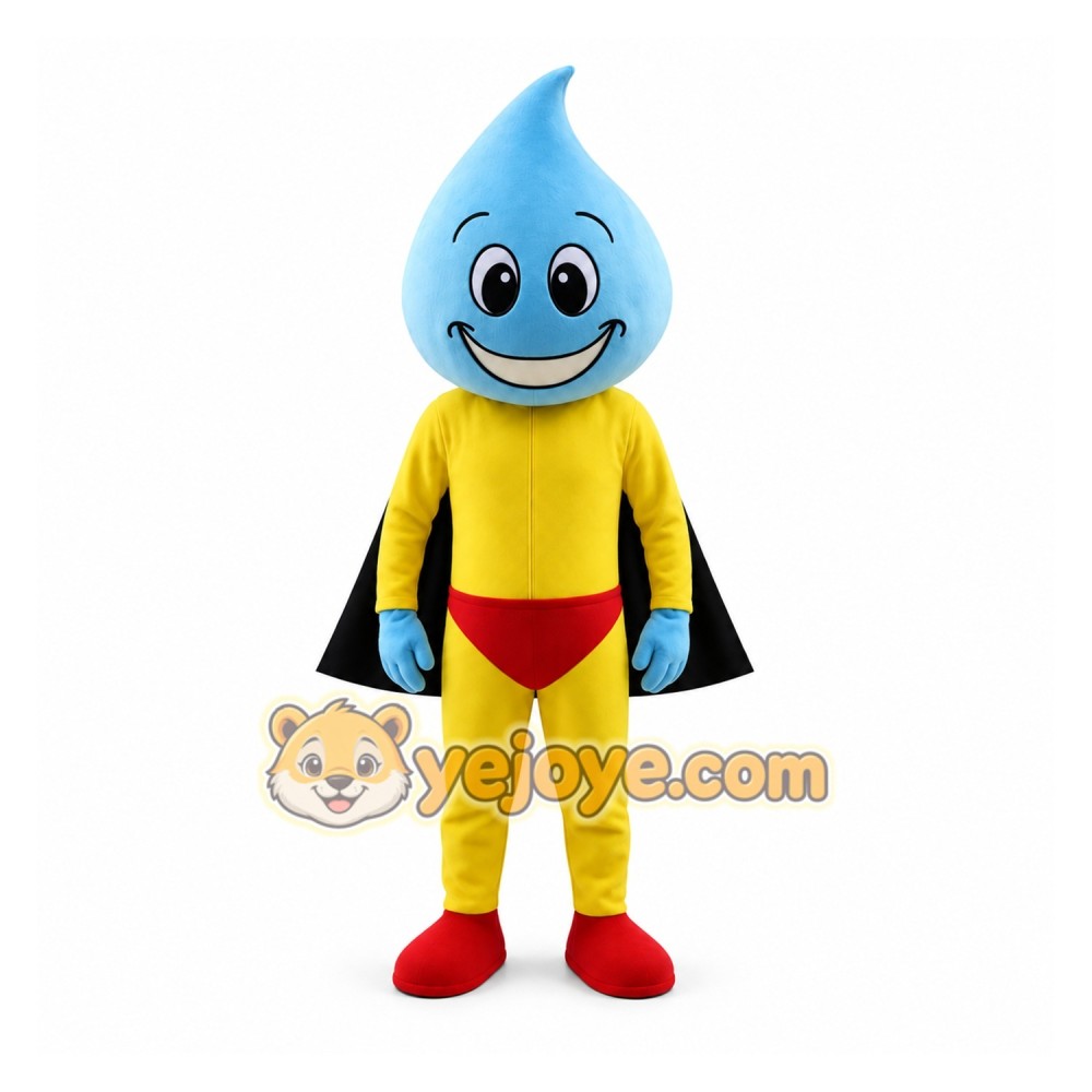 Blue Yellow Water Drop Superhero Mascot Costume
