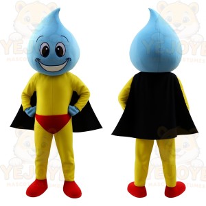 Blue Yellow Water Drop Superhero Mascot Costume
