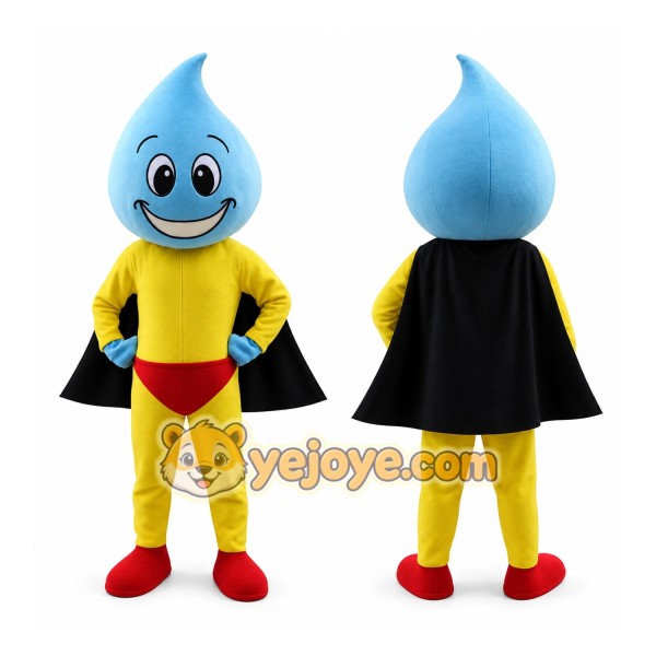 Blue Yellow Water Drop Superhero Mascot Costume