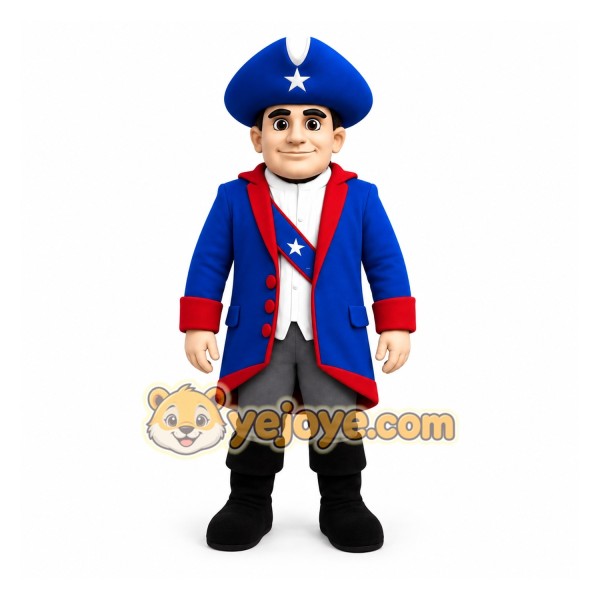 Blue Red Colonial Patriot Mascot Costume