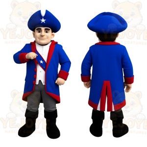 Blue Red Colonial Patriot Mascot Costume