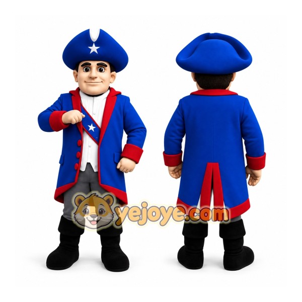 Blue Red Colonial Patriot Mascot Costume