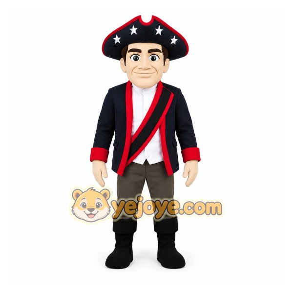 Navy Red Colonial Patriot Man Mascot Costume Navy Red Colonial Patriot Man Mascot Costume