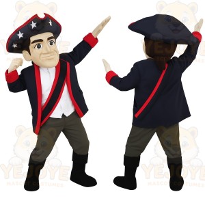 Navy Red Colonial Patriot Man Mascot Costume