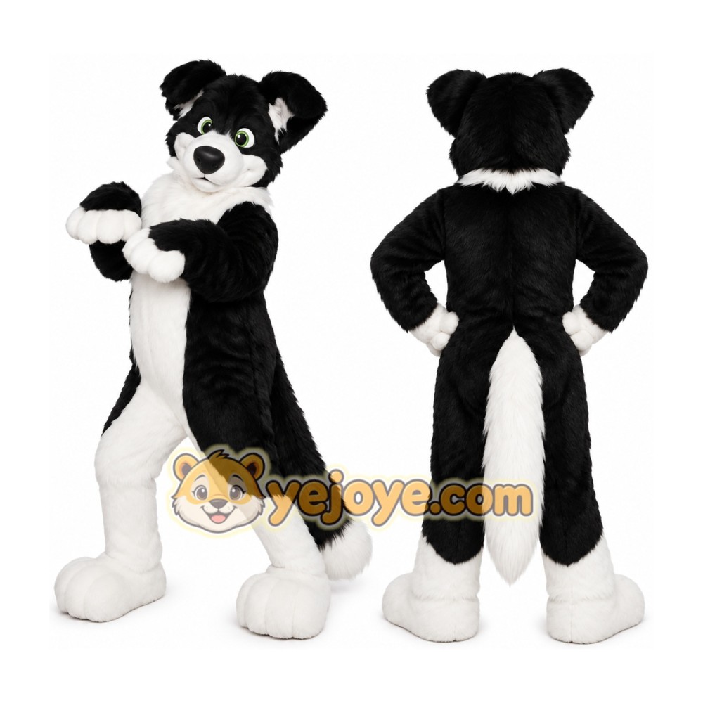 Black and White Dog Mascot Costume Black and White Dog Mascot Costume