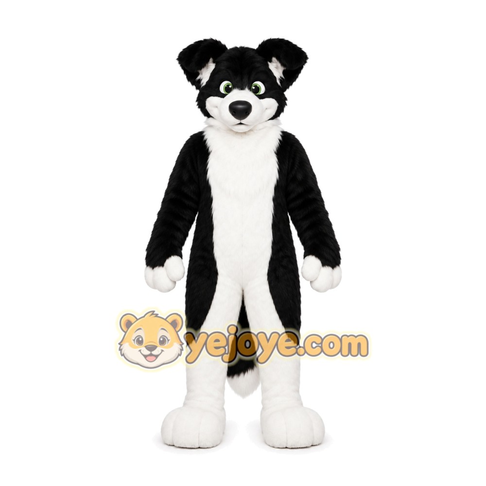 Black and White Dog Mascot Costume Black and White Dog Mascot Costume