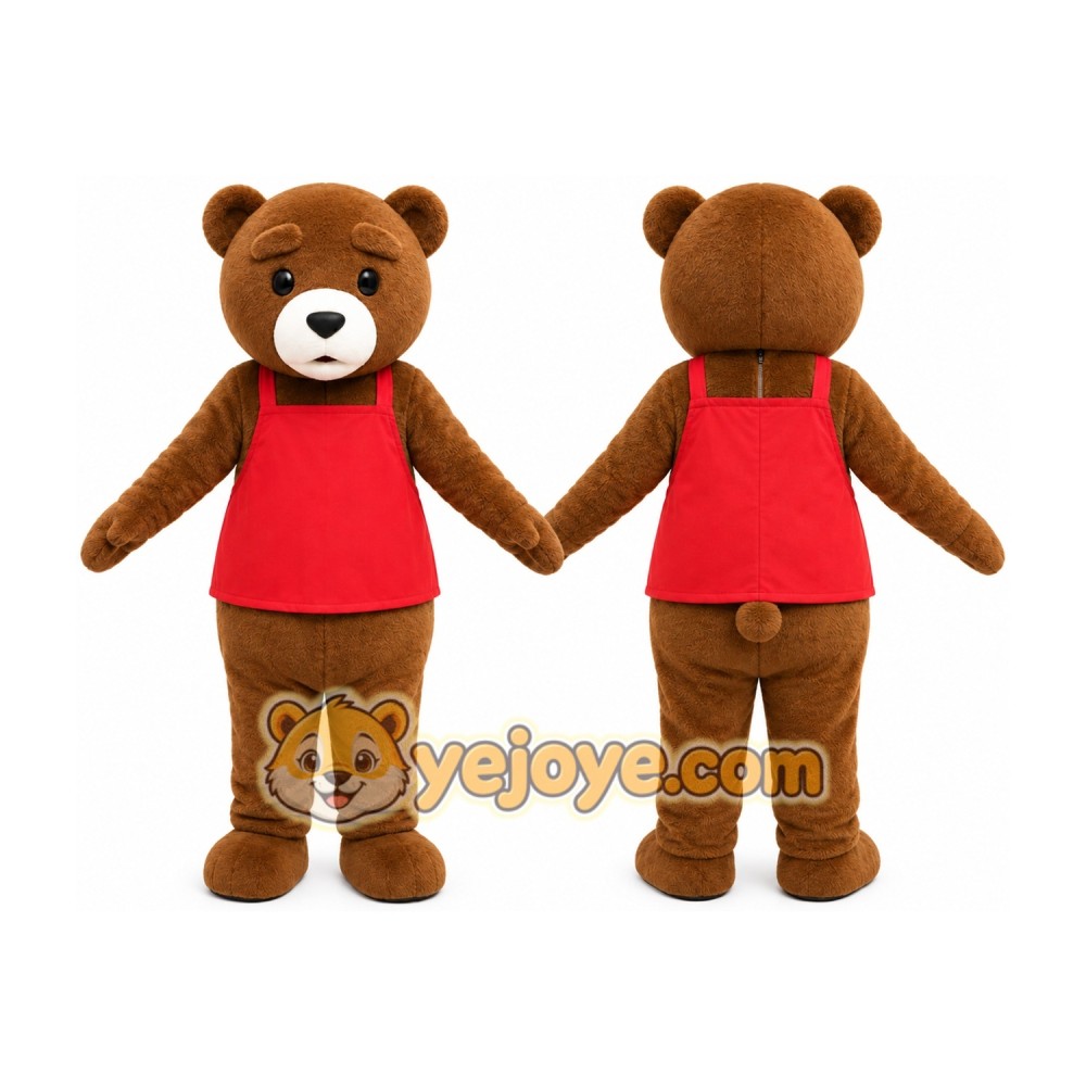 Brown Bear Red Shirt Mascot Costume Brown Bear Red Shirt Mascot Costume