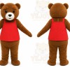 Brown Bear Red Shirt Mascot Costume