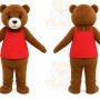 Brown Bear Red Shirt Mascot Costume