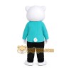 White Pig Blue Shirt Mascot Costume
