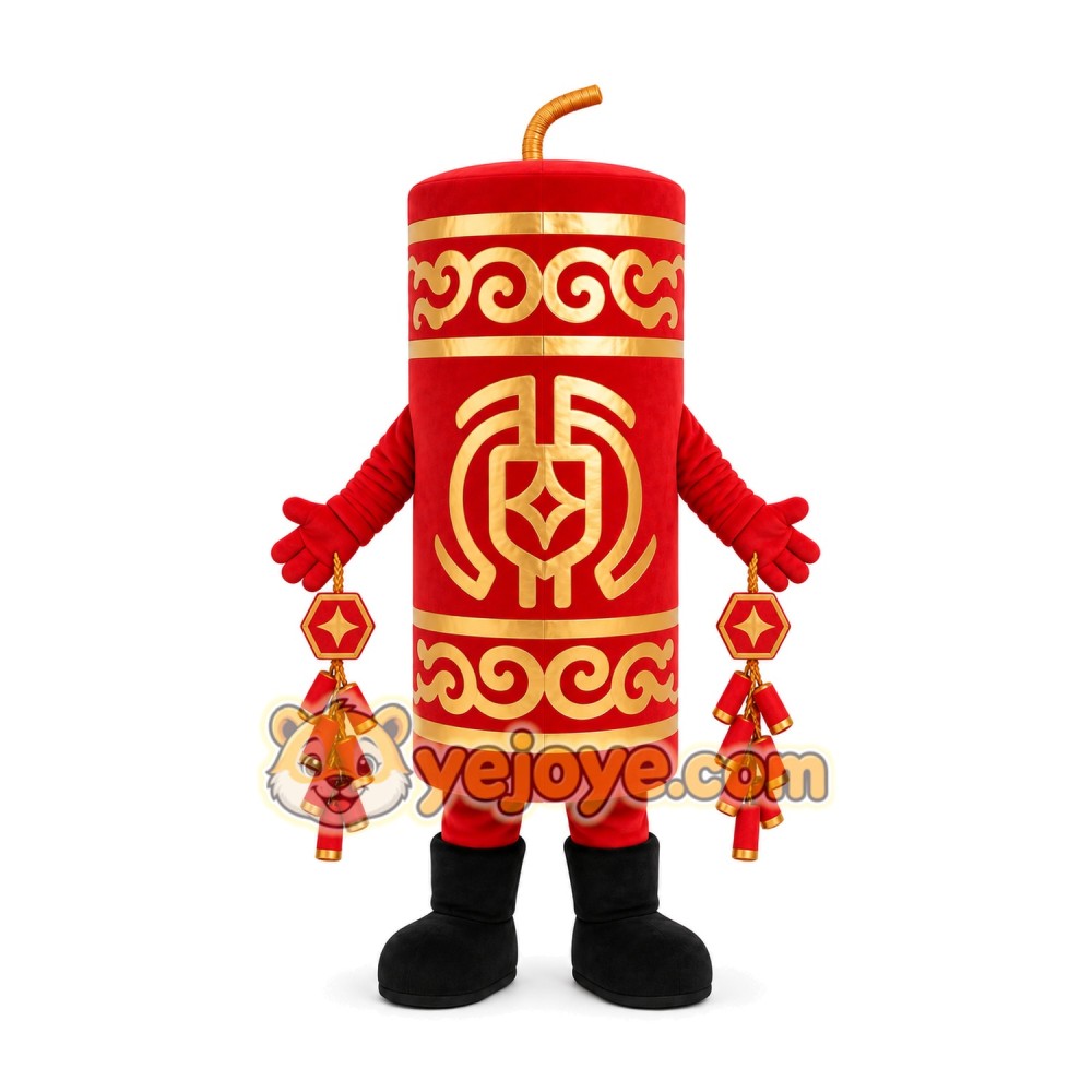 Red Firecracker Mascot Costume Red Firecracker Mascot Costume